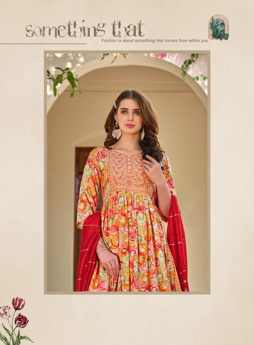 Resham Vol 2 By Radhika Naira Cut Printed Embroidery Kurti With Bottom Dupatta Wholesale Online
